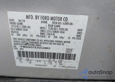 2018 Ford Explorer Sport from USA, damaged, VIN 1FM5K8GT8JGC24863